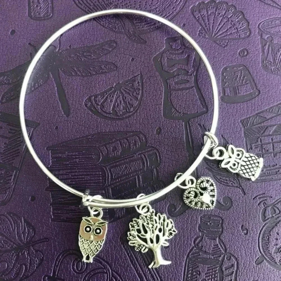 Owls Tree Heart High Polish Stainless Steel Adjustable Charm Bracelet NWT - Picture 1 of 3